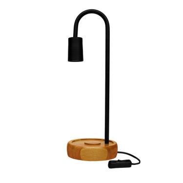 Imagem de Luminária De Mesa Taschibra Flam Metal/madeira E27 Bivolt Preto