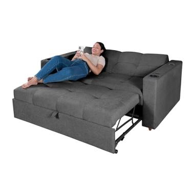 Imagem de Sofá-Cama Austin Reclinável 3 Lugares com Som e USB Casa Imperial (Pompéia Chumbo 208)