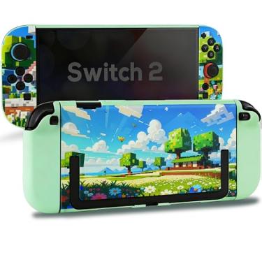 Imagem de TIKOdirect Protective Case for Switch 2, Hard PC Shell and Soft TPU Joy-Con Grip, Slim Dockable Cover Case with Cute Pattern, Anti-Scratch and Shock-Absorption Design Cover Skin for Switch 2, Flower