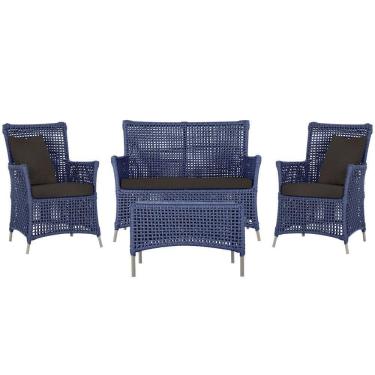 Imagem de Jogo Sofá E 2 Poltronas E Mesa Igapó Fendi E9 Trama Original Azul