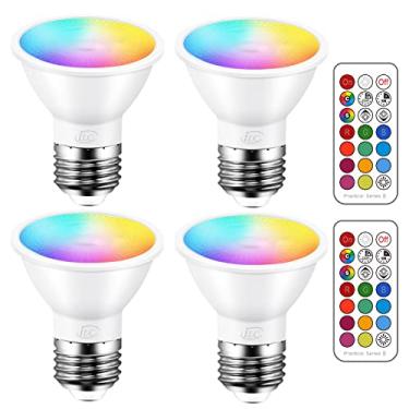Imagem de ILC Par16 Lâmpadas LED 40 Watt equivalente a mudança de cor E26 parafuso 45°, 12 cores reguláveis branco quente 2700K RGB LED spot lâmpada com controle remoto de 5 W (pacote com 4)