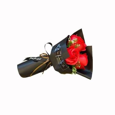 Imagem de 3 cabeças de buquê de rosas artificiais, pétalas de flores, presentes de Dia dos Namorados para mulheres, melhor amiga e namorada, aniversário, Natal Dia dos Namorados da filha filho marido, flores