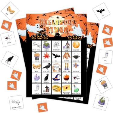 Imagem de Jogos de bingo de Halloween, cartões de bingo de festa de Halloween para adultos, jogo de fantasma de abóbora para família, festa de grupo grande, 24 atividades de jogadores, 17