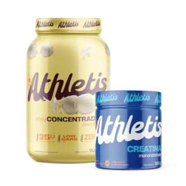 Imagem de Athletis Nutrition, Kit Creatina Monohidratada Athletis 300g + Whey Protein Concentrado Athletis - 900g - Sabor Baunilha