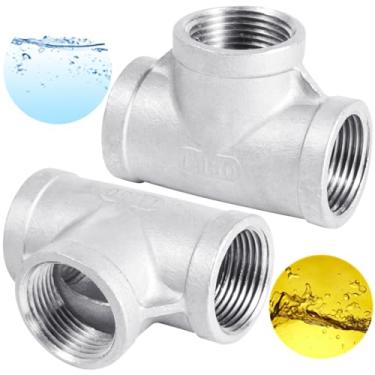 Imagem de Fêmea Npt 2,5 cm Conexões Tubulação 2 Peças, Conector Rosca em Forma de T Fêmea, Conexões Tubo de 3 Vias, Aplicações Aspirador, Refrigeração, Encanamento, Combustível, Gás Aplicado