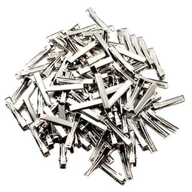 Imagem de barenx 100 x clipes jacarés metálicos prateados com bico de pato acessórios de cabelo - 4 cm (embalagem com 100), prata