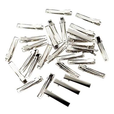 Imagem de barenx 100 x clipes jacarés metálicos prateados com bico de pato acessórios de cabelo - 4 cm (30 unidades), prata