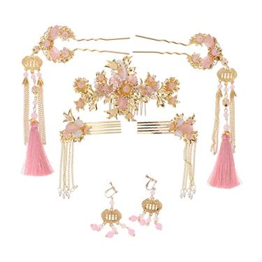 Imagem de barenx Acessórios de cabelo retrô para casamento, pente de cabelo de jade, brincos e bijuterias