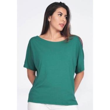 Imagem de Blusa Morcego Malha Gola Canoa Manga Curta Verde Jade - G - Veste do 44 ao 46-Feminino