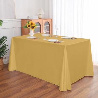 Imagem de Wuluwala Toalha de mesa retangular para banquetes, cor sólida, resistente, resistente a vincos, lavável, toalha de mesa de cetim, capa decorativa para mesa de jantar, festa de buffet e casamento