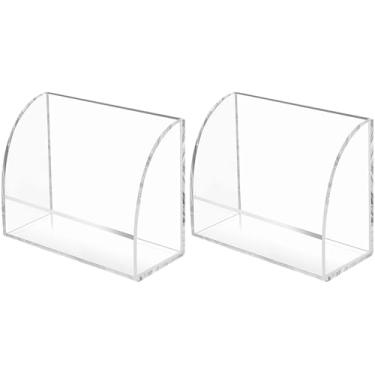 Imagem de 2 peças de porta-cartões de acrílico transparente, organizador de armazenamento para escritório e sala de aula, cartão de visita e exibição de folheto, 5,9 x 4,3 x 6 cm