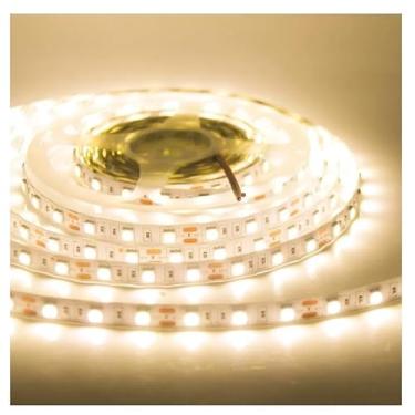 Imagem de Fita LED Rolo 5m 300 LEDs RGB com Silicone IP65 – Iluminação Bivolt e Prova D'água Branco Frio e Quente com Adesivo Dupla Face (Branco quente 5M)