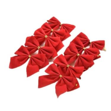 Imagem de Kit 12 Laços Vermelhos Natalinos 6,5cm | Decorativos para Árvore, Guirlanda, Presentes e Enfeites de Natal - Three Brothers