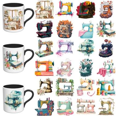 Imagem de Elewins Adesivos UV DTF - 24 folhas pacote engraçado UV DTF Cup Wrap para canecas de vidro café, decalques DIY para copos, esfregar à prova d'água em transferências para artesanato (máquina de costura