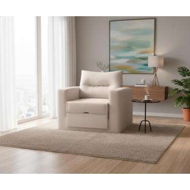 Imagem de Poltrona Cama Solteiro Retrátil Marissol Veludo Sofisticado (Bege)