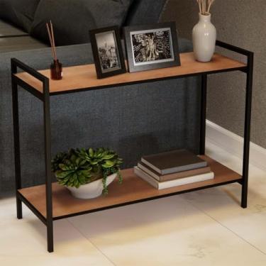 Imagem de Mesinha de canto para sala Mesa Lateral Apoio Sofá Aparador Cantinho do Café Bar Decoração Sala Cozinha Industrial 75x30x80CM(Freijó)