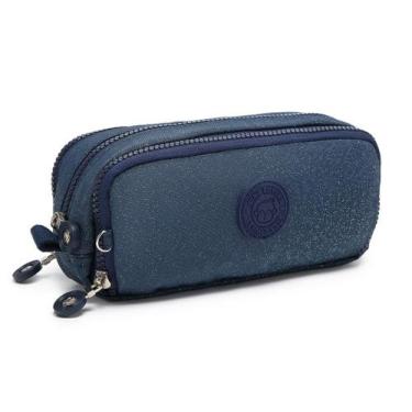 Imagem de Estojo Escolar Triplo 3 Divisórias Zíper C/ Chaveiro Da Kika - D Prese