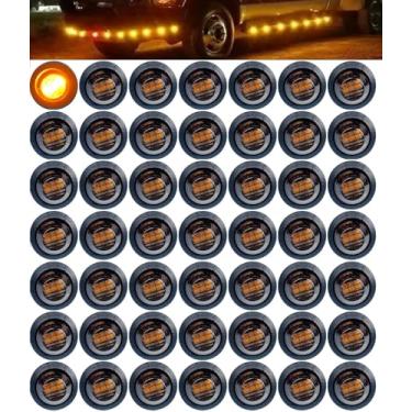 Imagem de Aokzeeo 50 peças de luzes LED âmbar fumado 3/4 polegadas para veículos, barcos, trailers, trailers - à prova d'água, à prova de choque, à prova de poeira