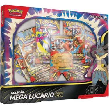 Imagem de Box Pokemon Coleção Mega Lucario Ex 49 Cartas Copag TCG