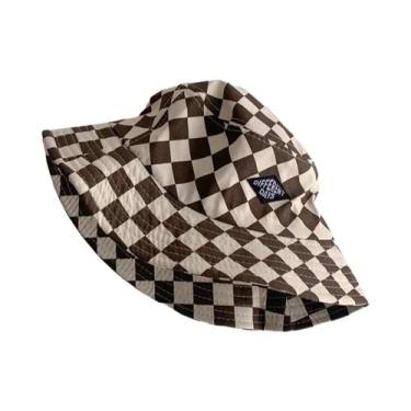 Imagem de Chapéu De Sol Infantil Xadrez Estampa Quadriculada Bonito Para Meninos