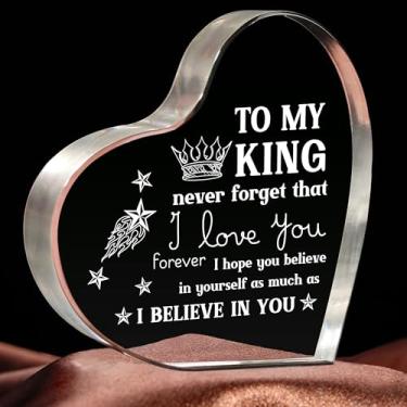 Imagem de Milcier - Presentes para namorado, marido, para ele, I Love You, lembrança de aniversário masculino, 10 x 10 cm - Acrílico, Objeto decorativo, Sinal decorativo, Romântico