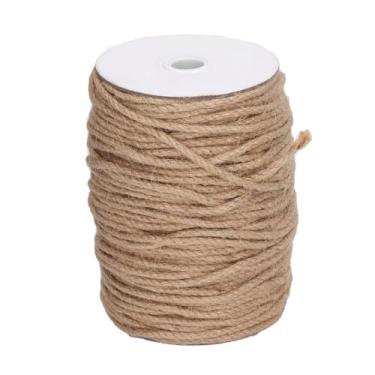 Imagem de QANYEGN Corda de 3 fios de 4 mm, fio de juta forte, corda de juta de cânhamo para decoração de 100 m para obras de arte, jardinagem, decoração e artesanato