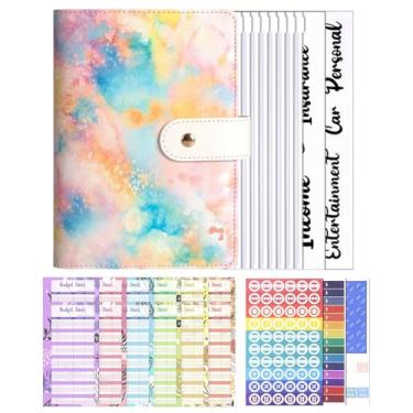 Imagem de Fichário de poupança | fichário de dinheiro A6 | Organizador de notas de desafio de envelope de caderno com cartões de orçamento para adultos e crianças planejando escola casa viagens orçamento