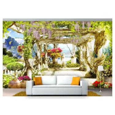 Imagem de Papel De Parede Paisagem Digital Jardim Flores  Dah39 - Você Decora