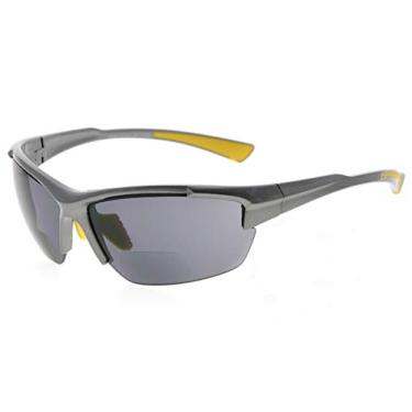 Imagem de Eyekepper Óculos de sol esportivos bifocais TR90 com armação de beisebol, corrida, pesca, condução, golfe, softball, caminhadas, luz do sol, Cinza perolado, 2.50