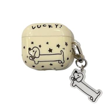 Imagem de GUAYQAT Capa para Airpods 4, capa protetora de fone de ouvido com design fofo de desenho animado para Air pods 4ª geração, capa para fones de ouvido para meninas e mulheres (Dachshund)