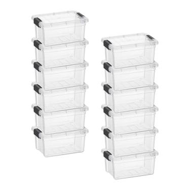 Imagem de Superio Mini recipiente de armazenamento caixa de giz de cera de plástico suprimentos de arte e estojo de costura empilhável transparente pequeno organizador para contas, papelaria, giz e alimentos