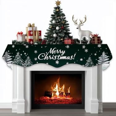 Imagem de BVBOX Cachecol de cornija de lareira de Natal capa decorativa lenços de corredor para decoração de prateleira de lareira de Natal de inverno (177,8 cm C x 43,2 cm L, verde)