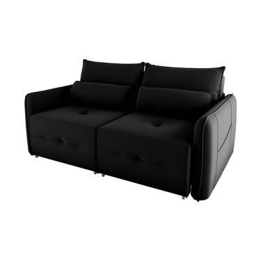 Imagem de Sofá Cama 2 Lugares Com Almofadas 205cm Celine Veludo Preto Matrix Veludo Preto