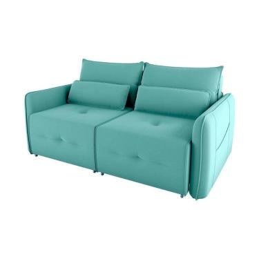 Imagem de Sofá Cama 2 Lugares Com Almofadas 205cm Celine Veludo Verde Menta Matrix Veludo Verde Menta