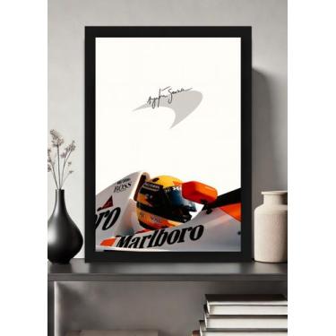 Imagem de Quadro Ayrton Senna McLaren Honda com Vidro e Moldura Preta Tamanho:21