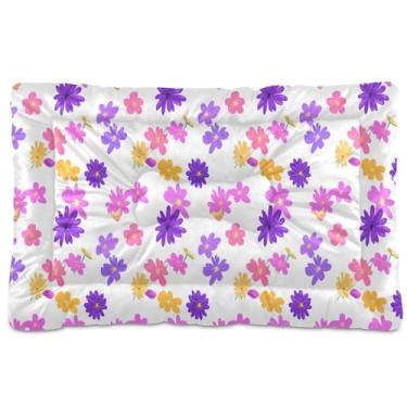 Imagem de SEHANY Cama de flores coloridas para cães e gatos com fundo antiderrapante, cama de canil, colchão macio para animais de estimação, lavável para cães pequenos, médios e grandes, gatos, 61 x 45 cm