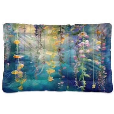 Imagem de SEHANY Cama para cães e gatos com flores silvestres coloridas com fundo antiderrapante, cama de canil, colchão macio para animais de estimação, lavável para cães pequenos, médios e grandes, gatos