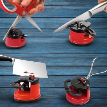 Imagem de Afiador de Facas e Tesouras com Ventosa de Fixação, Sistema de Amolação por Vácuo