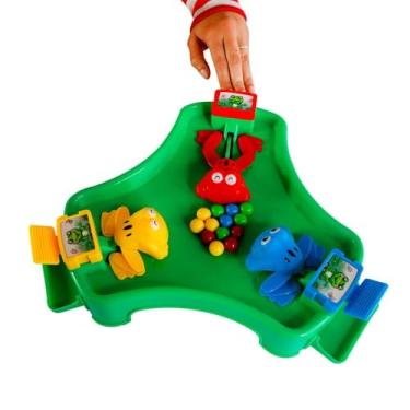 Imagem de Jogo Pega Sapinho, Brinquedo Infantil com 28 Bolas Coloridas, Plástico PP, 33x8cm, para até 3 Jogadores, Acima de 3 Anos