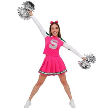 Imagem de ROC PARTY Conjunto de fantasia de líder de torcida para mulheres - blusa de uniforme de torcida, saia plissada e acessórios para Halloween e dia de jogo, Preto, M