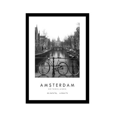 Imagem de Pôster de cidade preto e branco - impressão de viagem Roma Las Vegas Veneza Paris Sydney Amsterdam Amalfi Sanfrancisco Pintura em tela impressões de paisagem da cidade do mundo imagens de parede