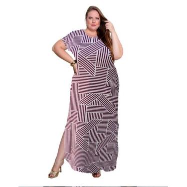 Imagem de Vestido Plus Size Curve Longo Fendas Moda Verão Manga Curta 2710pai - 