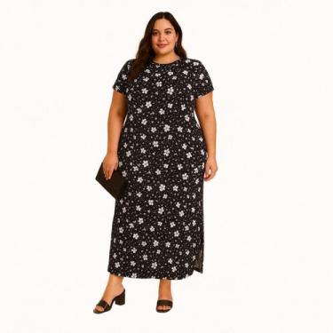 Imagem de Vestido Plus Size Curve Longo Fendas Moda Verão Manga Curta 2710pai - 