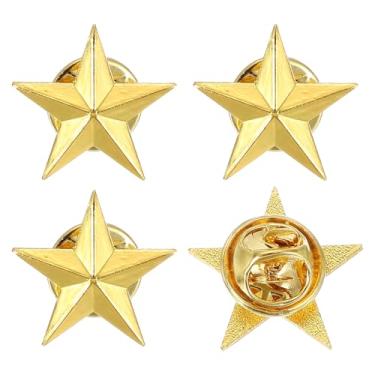 Imagem de uxcell 4 peças de alfinetes de lapela estrela, 2 cm, distintivo de estrela para homens, mulheres, mochilas, chapéus, jaquetas, acessórios de fantasia, decorações de festa de celebração, presentes de