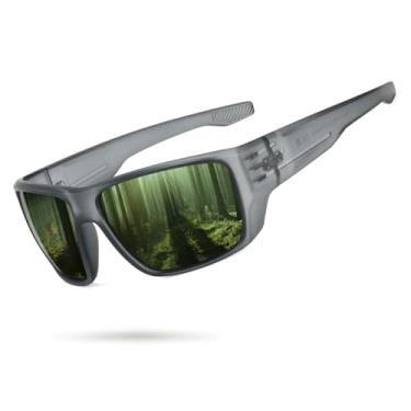 Imagem de POLARKING Óculos de sol esportivos polarizados para homens e mulheres, armação quadrada, ciclismo, pesca, proteção UV400, Lente cinza transparente/G15, standard