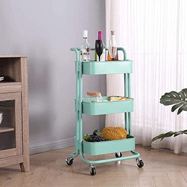 Imagem de LMJYU Carrinho de rodinhas multiuso de 3 níveis, carrinho utilitário de metal, organizador com rodas para banheiro, cozinha, armazenamento de quarto