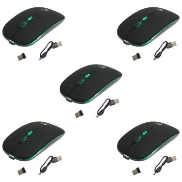 Imagem de Kit 5 Mouses Sem Fio Recarregável Mega M185 com Led DPI Ajustável