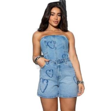 Imagem de SHORTS JEANS FEMININO MOM COM SILK CORAÇÃO-Feminino