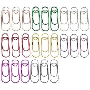 Imagem de ZHLKHIOP 24 porta-canetas de clipe de papel para caderno, suporte de caneta de metal em forma de coração, ouro rosa dourado prata claro preto roxo vermelho rosa verde, acessórios de papelaria para