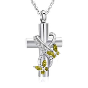 Imagem de Colar de urna de borboleta para cinzas para mulheres cruz infinito cremação pingente de cinza para animal de estimação humano lembrança joia memorial, Cristal, Sem Pedra Preciosa